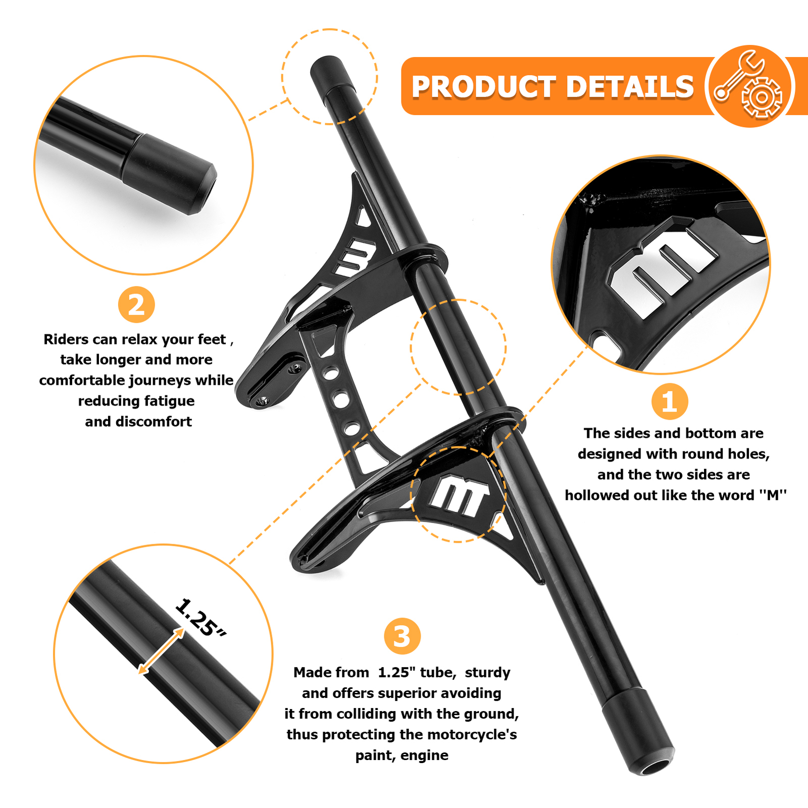 Front Engine Guard Highway Crash Bar w/Peg For 04+ Harley Sportster XL 883 1200