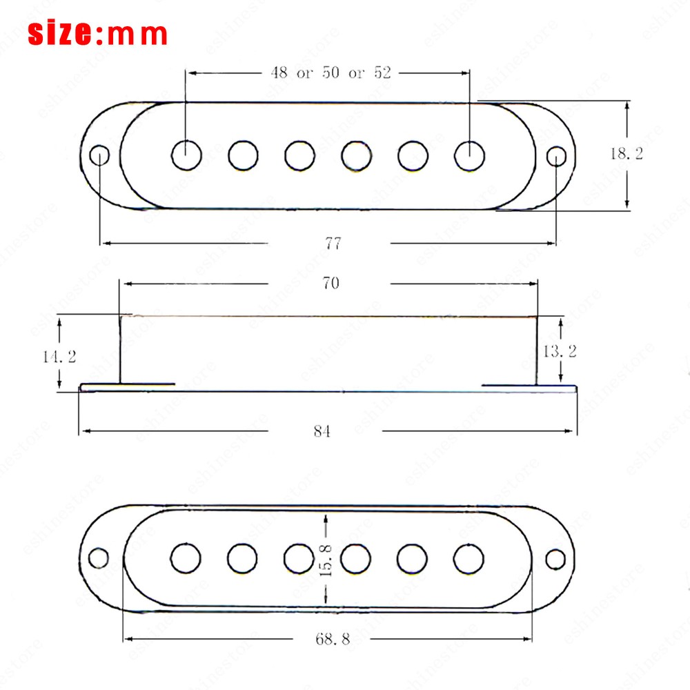 48/50/52mm Guitar Pickup Covers Knobs Switch Tip Set For Fender SQ Strat