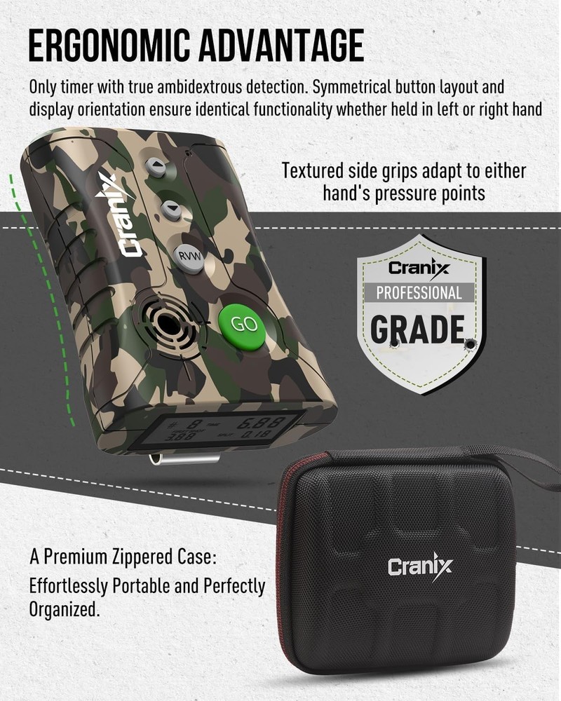 Professional Shot Timer for Shooting Competition, 0.01s Precision Tactical Gray