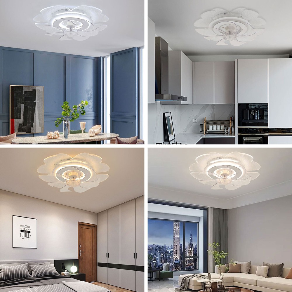 18.5" Ceiling Fan Light Flush Mount LED Ceiling Light kit w/ Remote APP Control