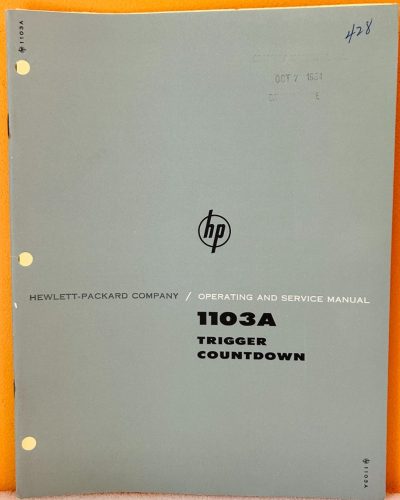 HP 01103-90901 1964 Model 1103A Trigger Countdown Operating & Service Manual.