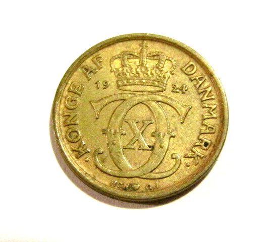 Denmark 1924 1/2 Krone Coin