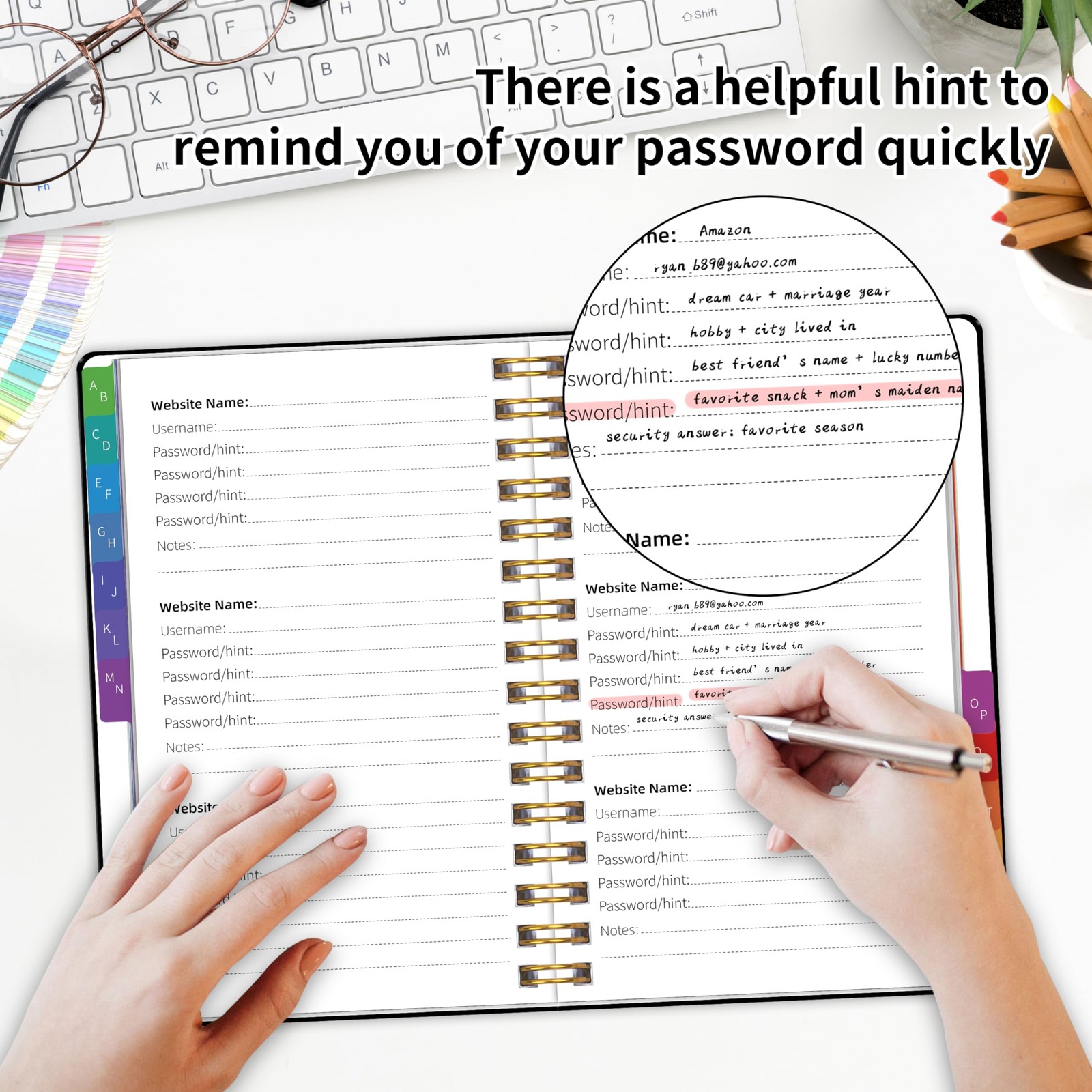 Password Book with Alphabetical Tabs, Password Keeper Book for Seniors, 5.8" ...