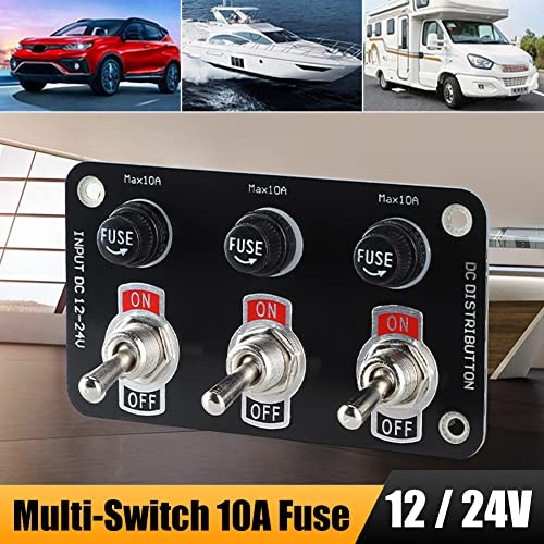 Waterproof Toggle Switch Panel Kit, DC 12V 3-in-1 Toggle Switch with 10A 3-gang
