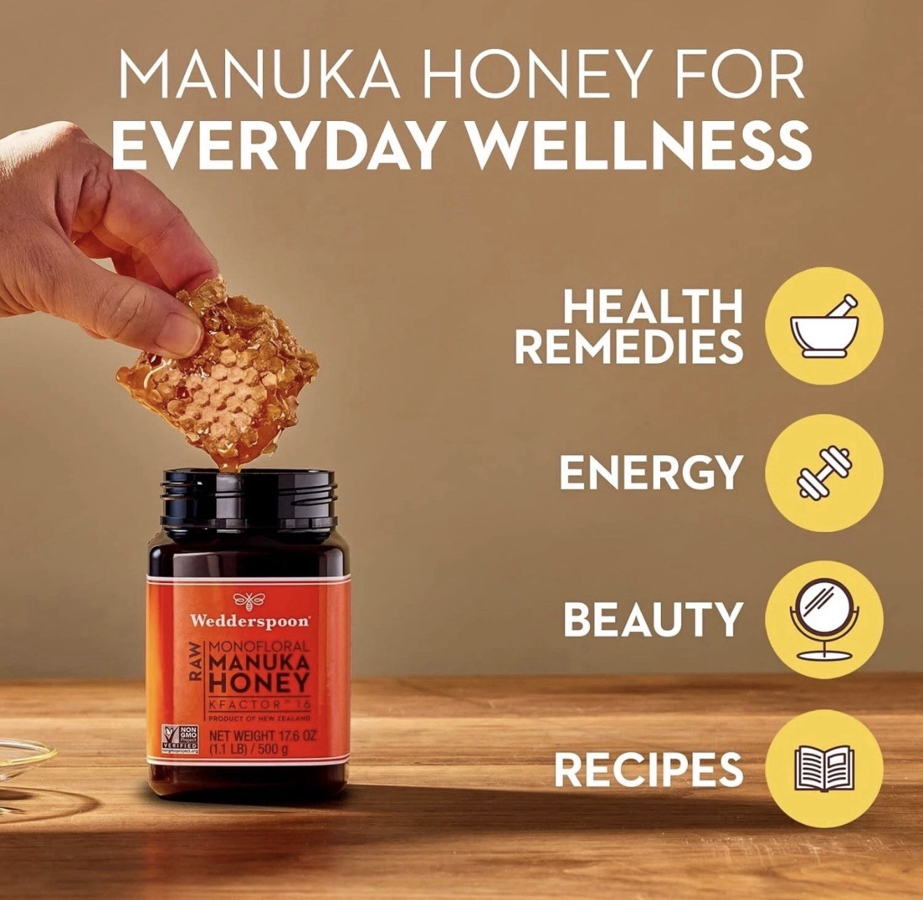 Wedderspoon, Raw Monofloral Manuka Honey, KFactor 16, 8.8 oz (250g) BB MAR 2028+