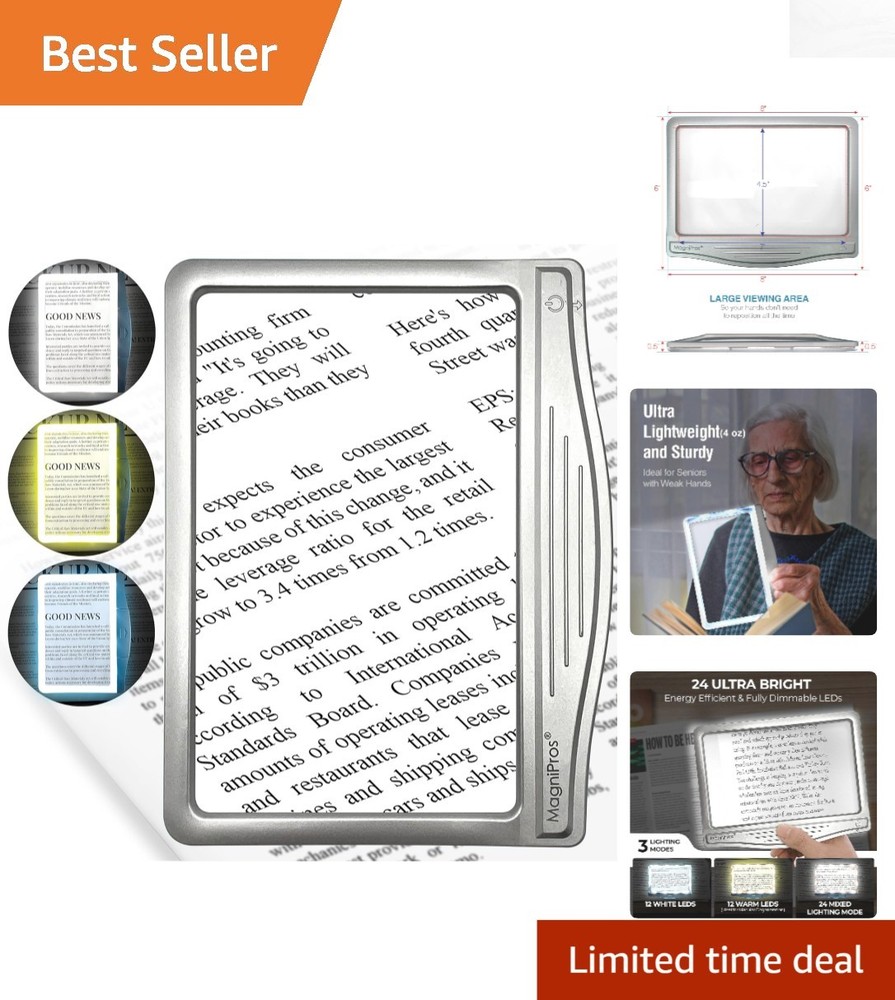Versatile LED Page Magnifier for Low Vision: 3X Magnification & Adjustable Light