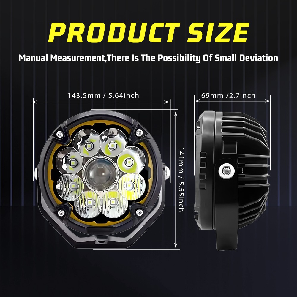 Pair LED Auxiliary Driving Spot Fog Lights Hi/low Beam Motorcycle Adventure Bike