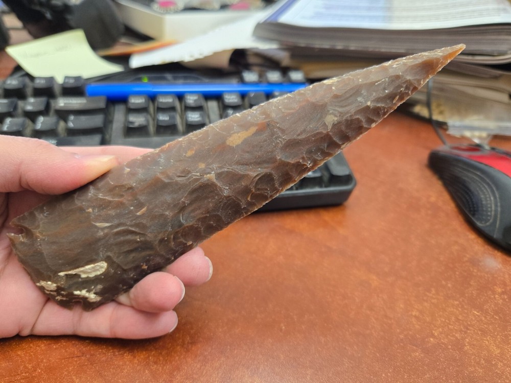 AGATE STONE SPEARHEAD ARROWHEAD POINT MEDIEVAL 7" - 7 1/2" #T-2091E