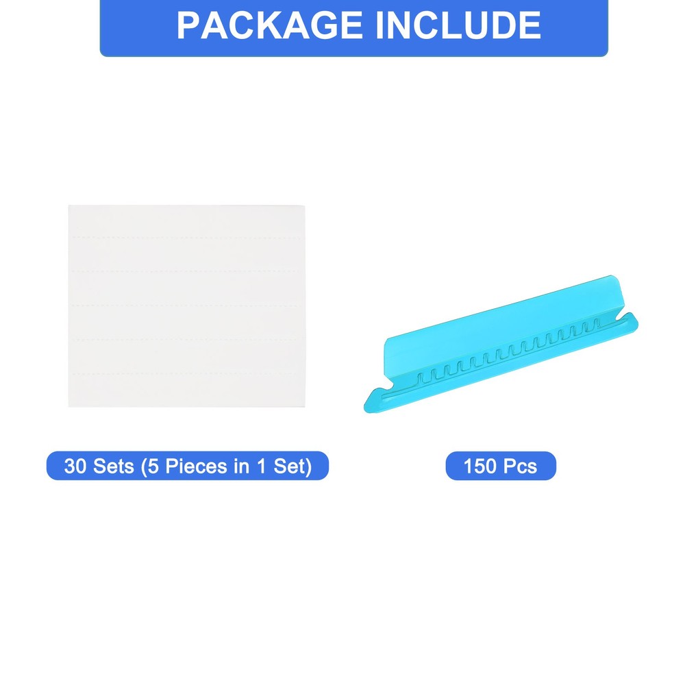 Hanging File Folder Tabs, 4 Inch File Folder Tabs and Inserts, Blue, 150 Pcs