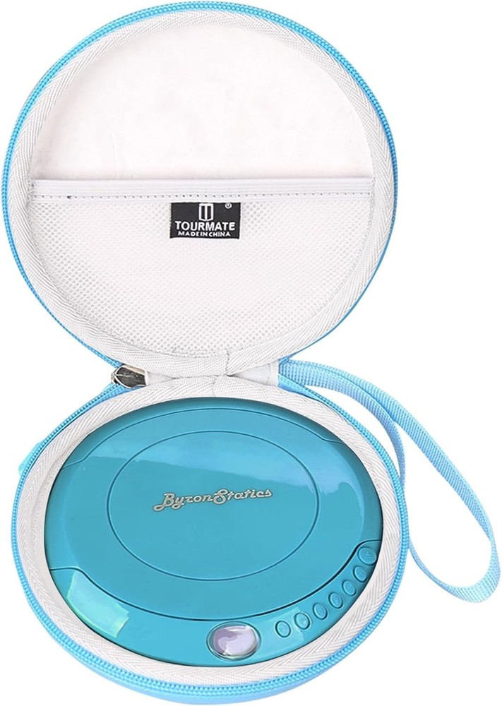 Compact EVA CD Player Carrying Case with Internal Accessory Pocket - Blue