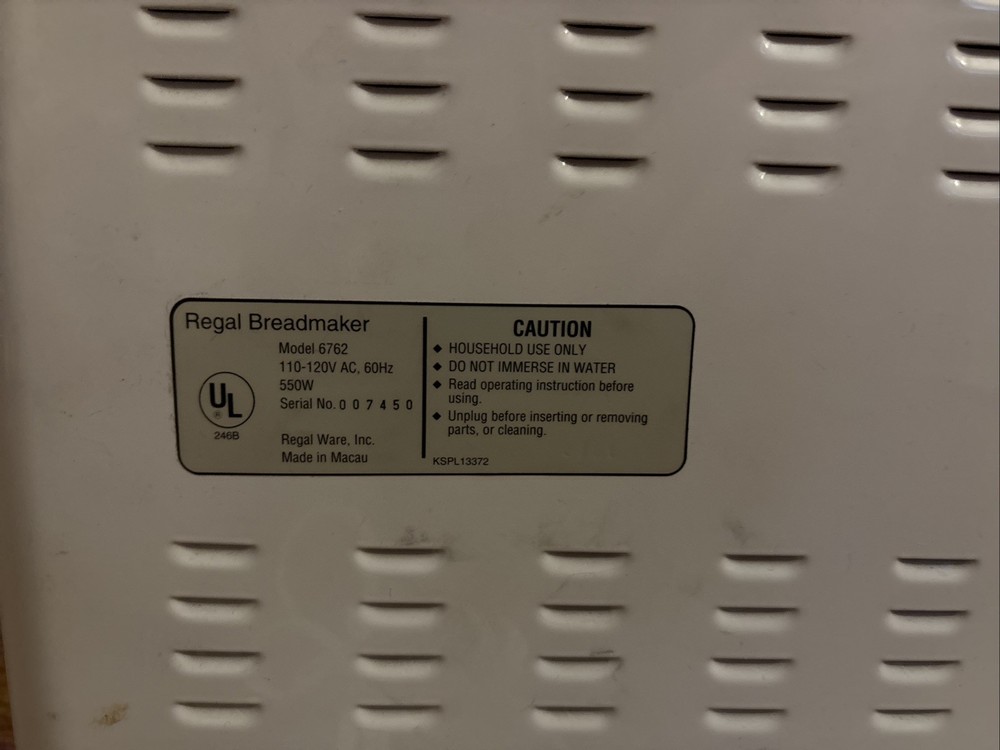 Regal K6762 Automatic Breadmaker Bread Machine