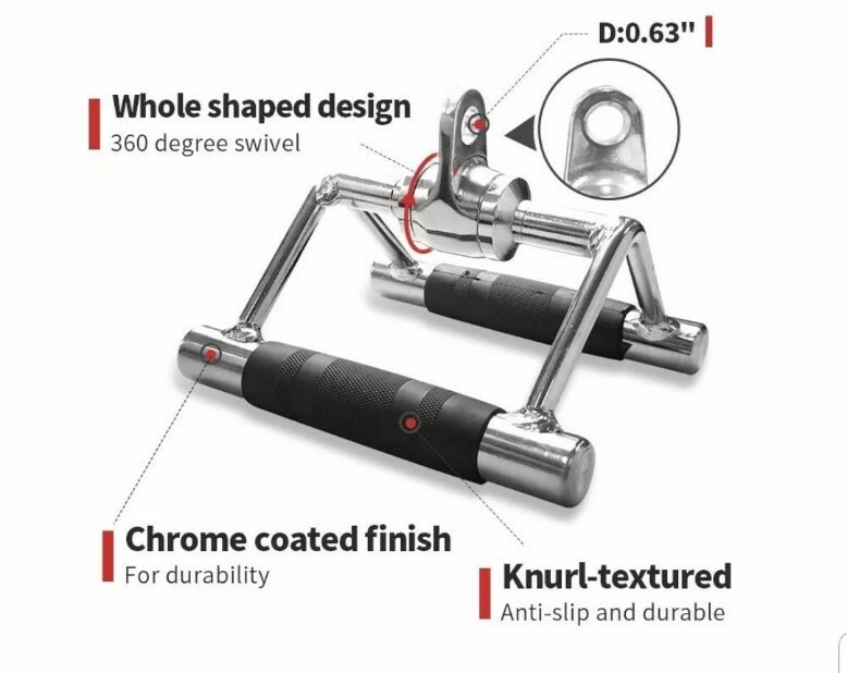 Lat Pull down Attchment V-Shaped Bar Triceps & Dmoose Weight Lifting Hooks Pair