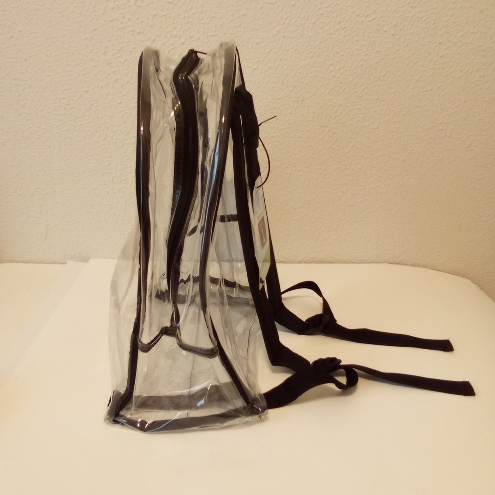 Invision Clear Black Double Adjustable Straps Top Handle Plastic Backpack NWT