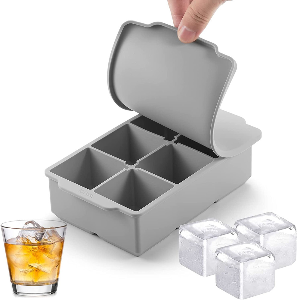 Large Ice Cube Tray with Lid Stackable Big Silicone Square Ice Cube Mold ✨1 Pack