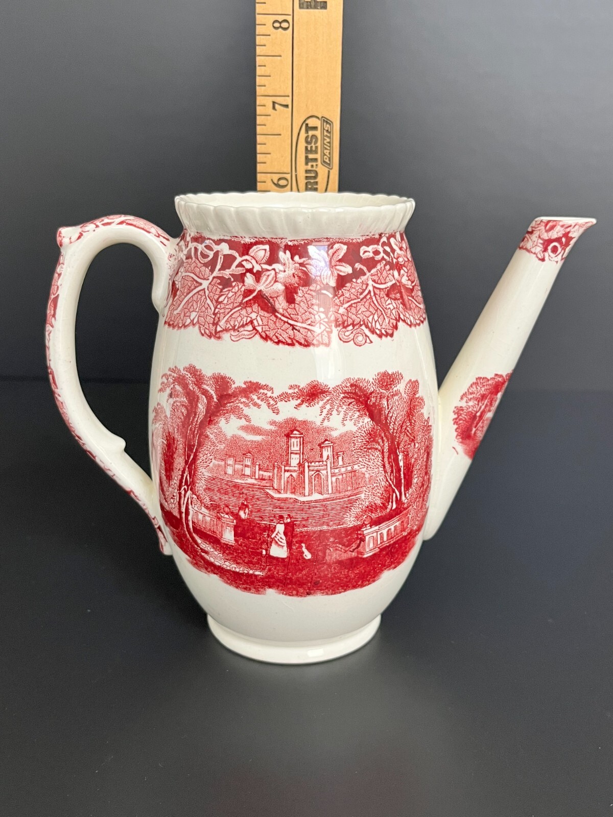 Antique MASON'S VISTA Patent Ironstone England Pink Coffee Tea Pot & Lid 1920s