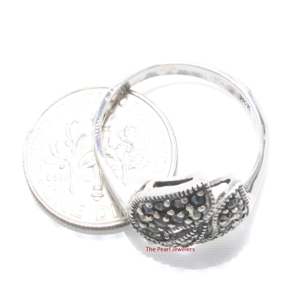 Sterling Silver Double Flame Marcasite Ring