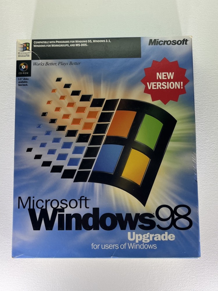 Microsoft Windows 98 Upgrade Big Box: CD, Key Code, Book, Ad inserts