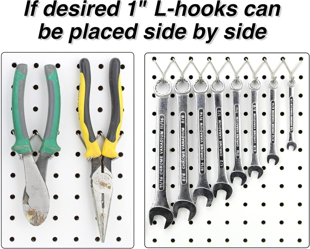 Stainless Steel Pegboard Hooks 50-Pack - Secure & Versatile Tool Storage