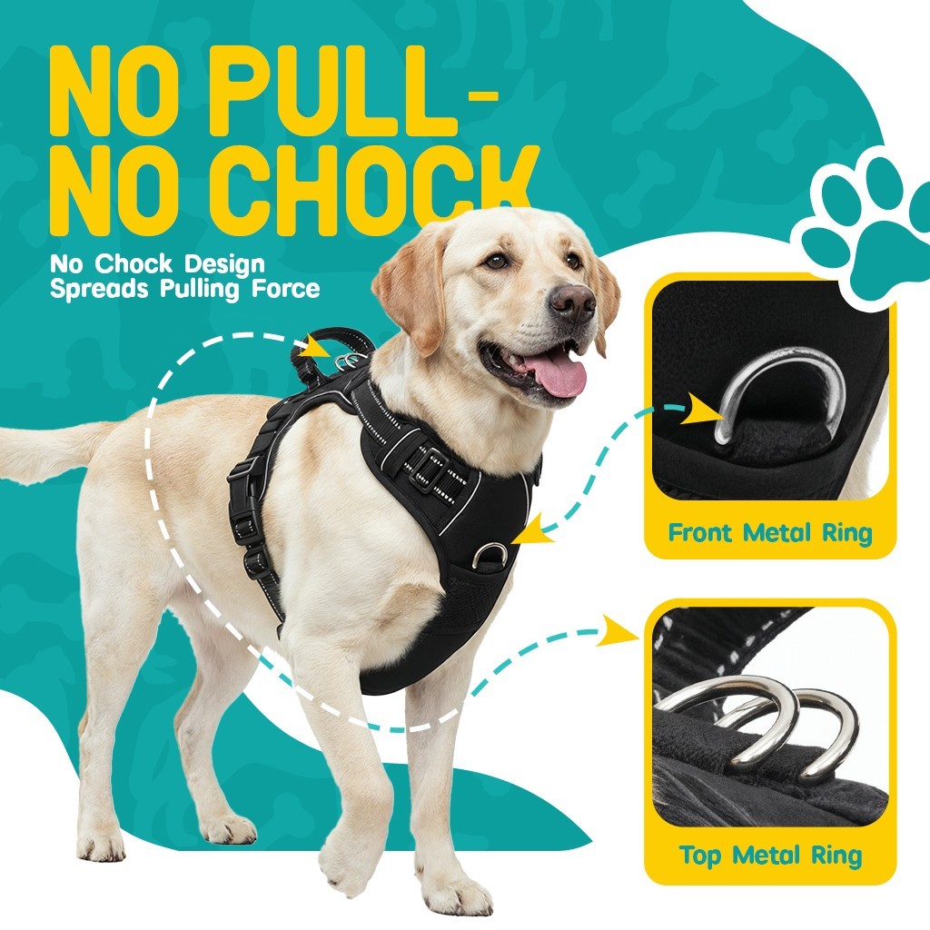 No Pull Dog Harness & Leash Set – Adjustable, Reflective, Soft Padded Comfort