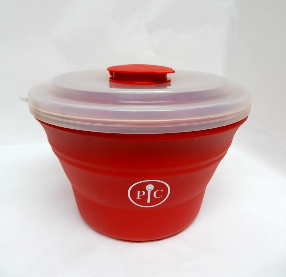 Pampered Chef Red Microwave Popcorn Maker w/Instructions 1457 EUC
