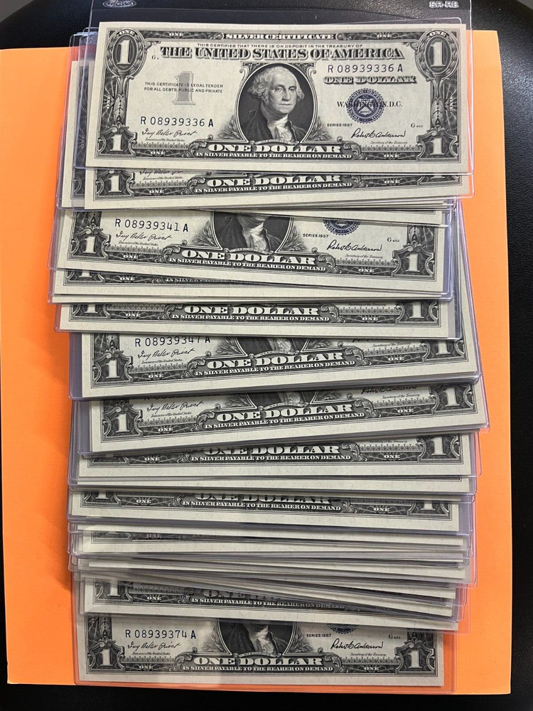 Consecutive 1957 One Dollar Blue Seal Note Silver Certificate Bill $1 Sequential