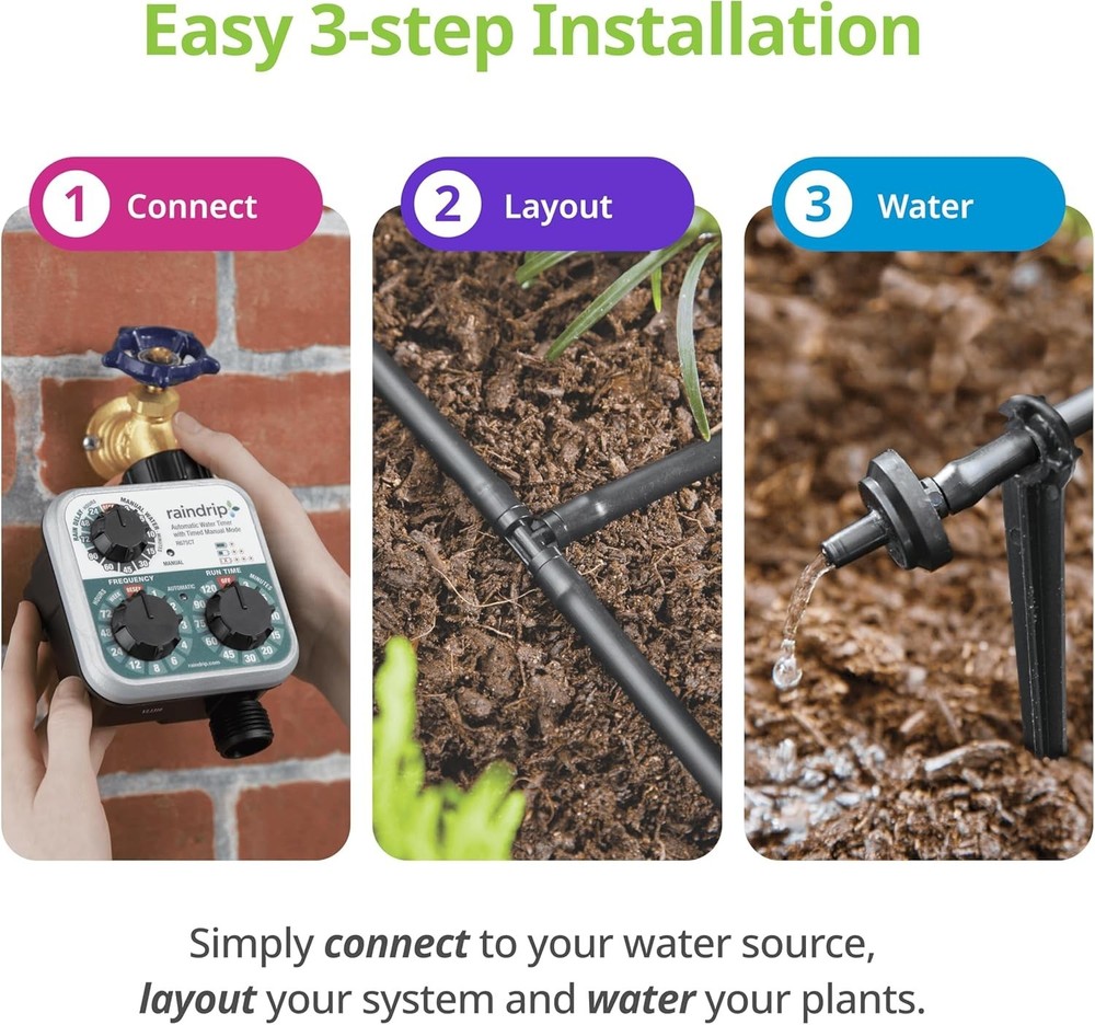 R560DP Automatic Drip Irrigation System for 20 Plants with Programmable Timer