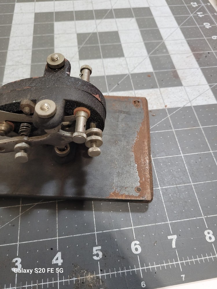 Telegraph Key Mounted On Metal Board Unknown Brand