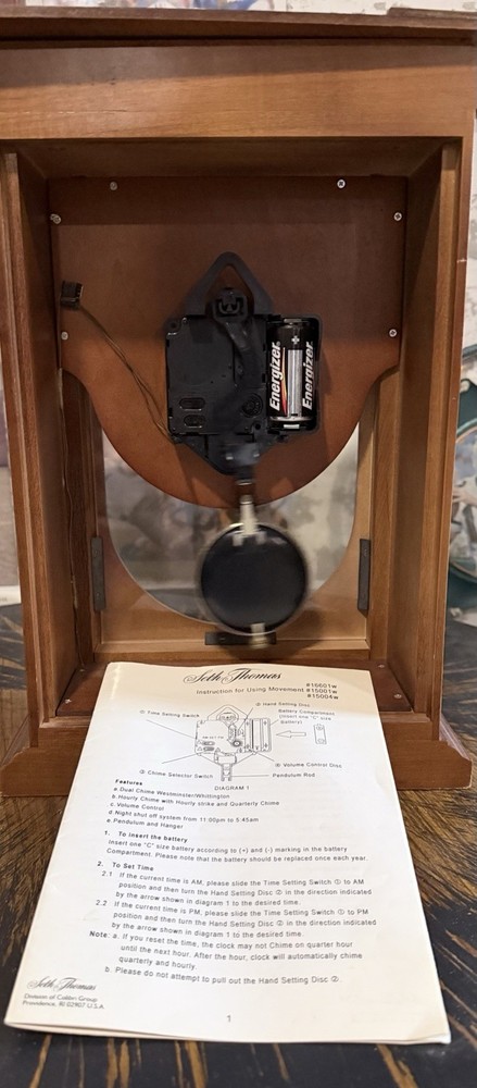 Seth Thomas Pendulum Mantel Clock with Westminster Whittington Chimes