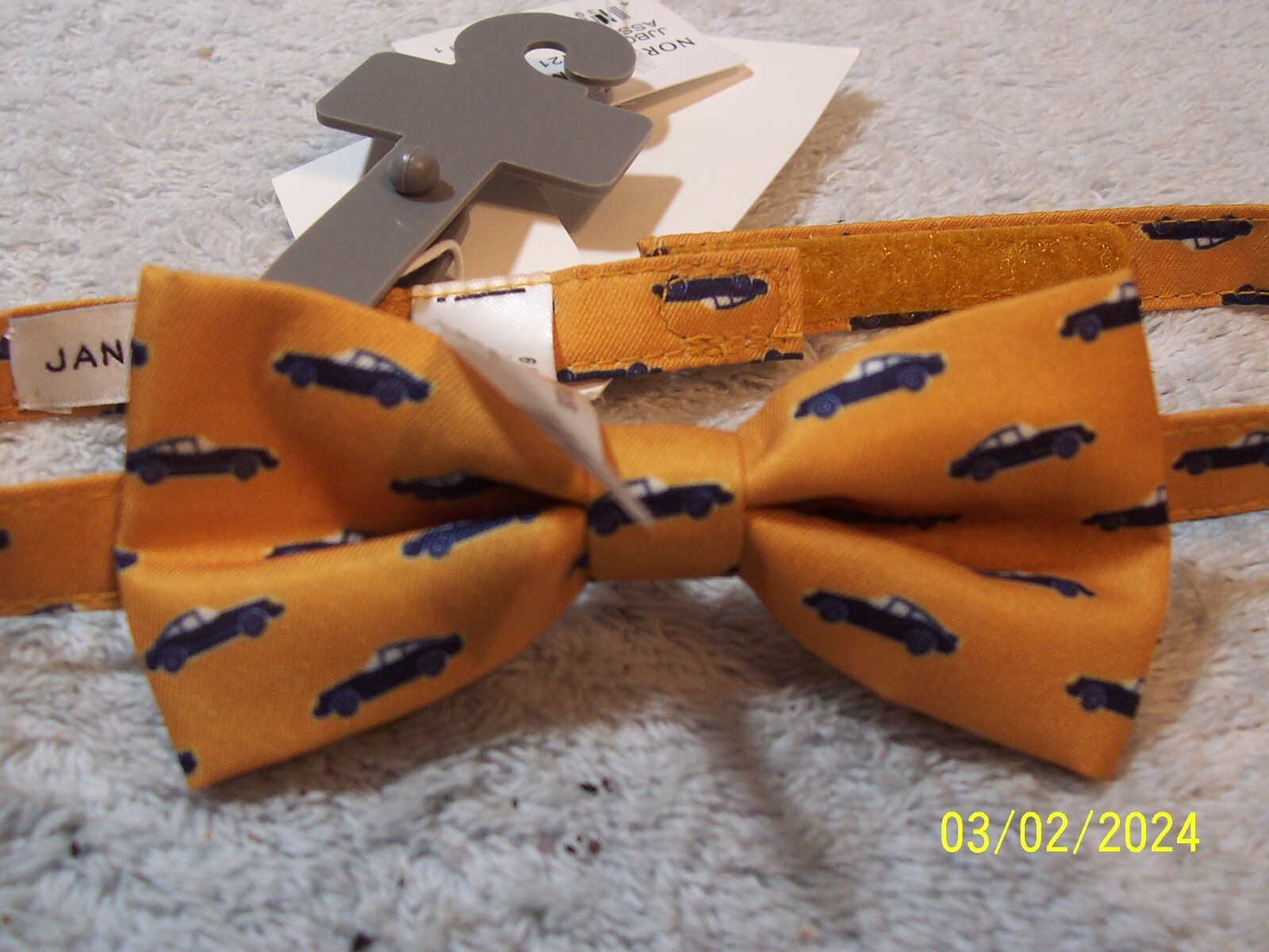 Janie & Jack Boy's Yellow, Blue, White Cars Bow Tie Fits Age 6 & Up Adjustable