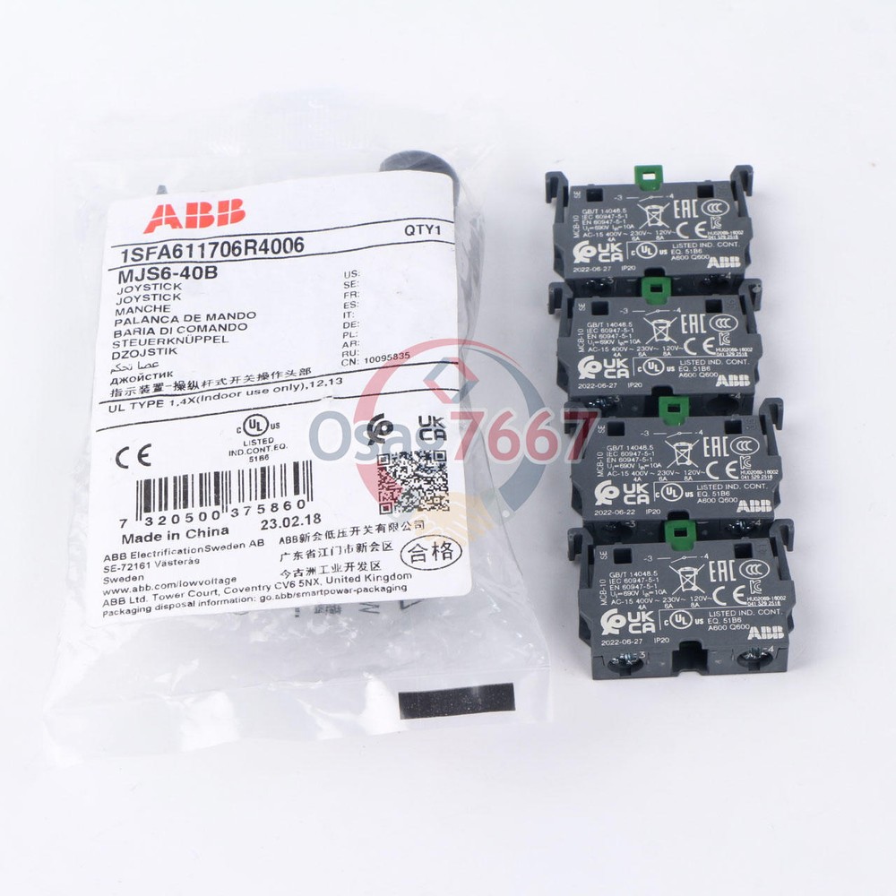 ABB Control Joystick Switch MJS6-40B with 4 MCB-10 Contacts Reset Type NEW