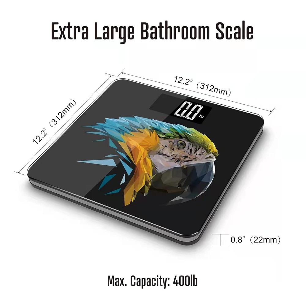 Wireless Smart Scale Large LCD Display Digital Bathroom Scale BMI tracking Macaw