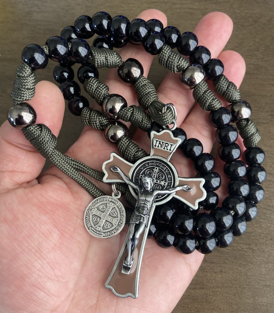 St Benedict Catholic Rosary, Large StBenedict Crucifix, Durable Rosary- Handmade