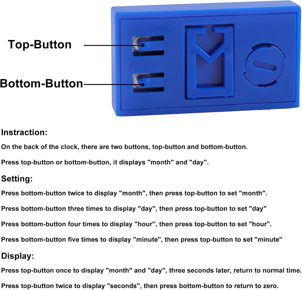 Battery Powered Digital Dashboard Clock - 2PCS Jumbo Display for Easy Viewing