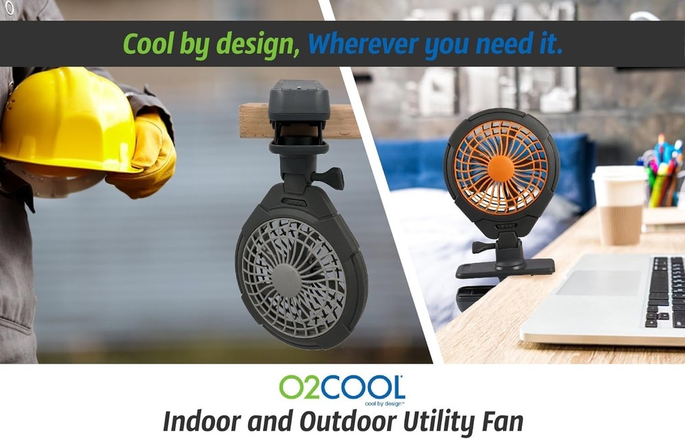 O2COOL 5-inch Battery-Powered Clip Fan Adjustable Rotating Function 4 AA Battery