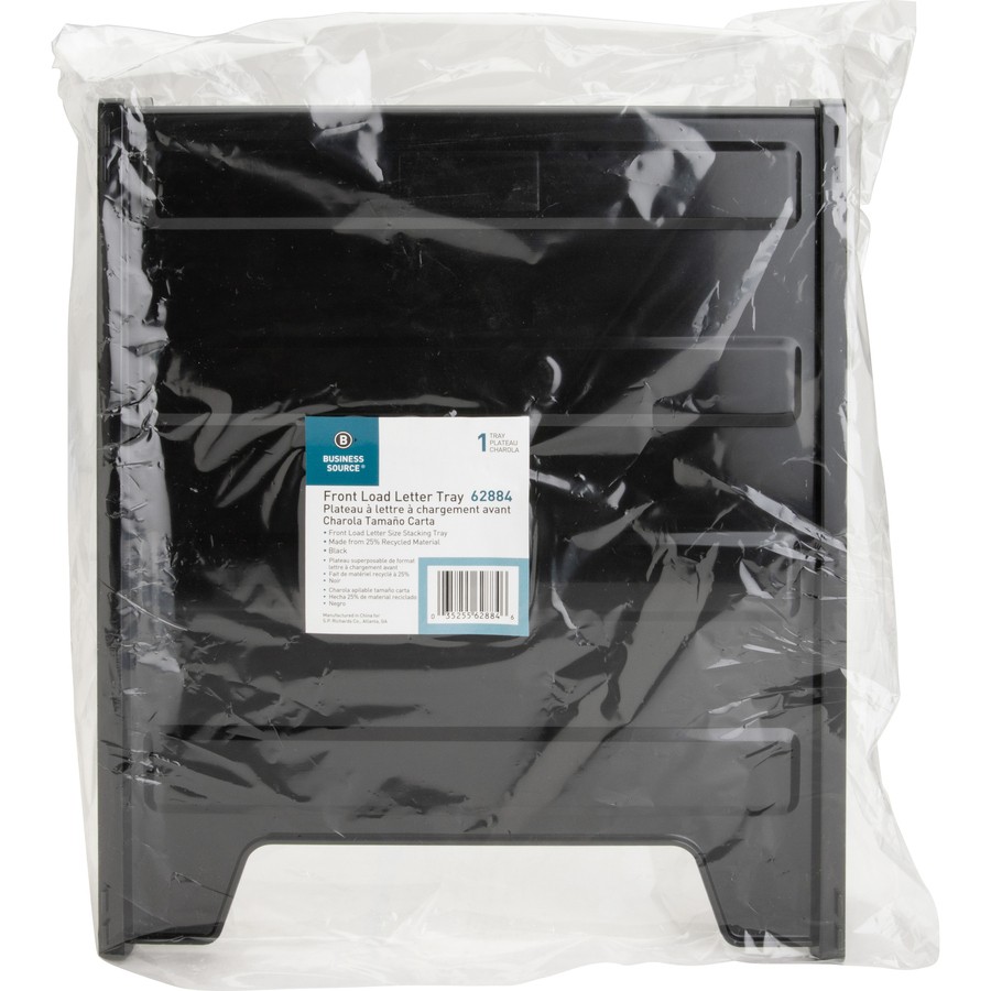 Business Source Front-load Letter Tray - Plastic - Black (BSN62884)