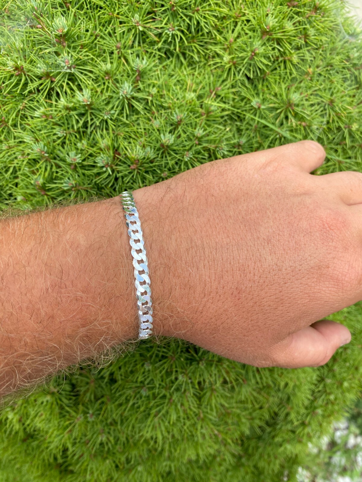 Real Solid 925 Sterling Silver Flat Curb Cuban Link Bracelet 3-10mm ITALY MADE