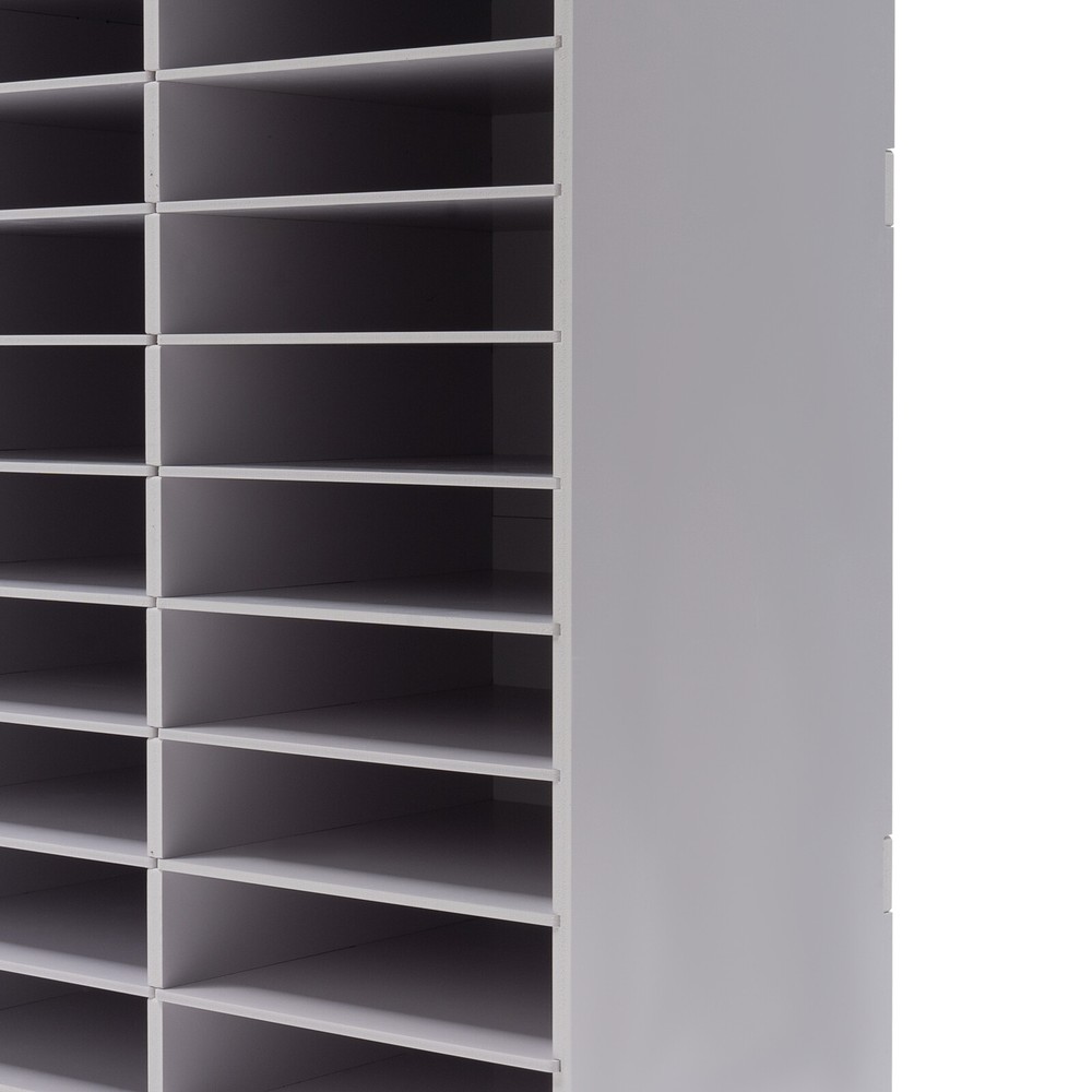 36-Compartment Literature Organizer, Durable Adjustable File Sorter, White