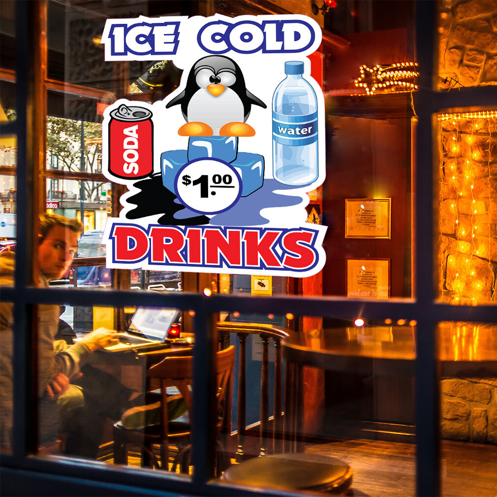 Food Truck Decals Ice Cold Drinks Style G Restaurant & Food Concession Sign Blue