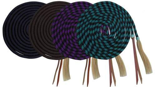Showman 23' Nylon Braided Mecate Reins w/ Horse Hair Tassel