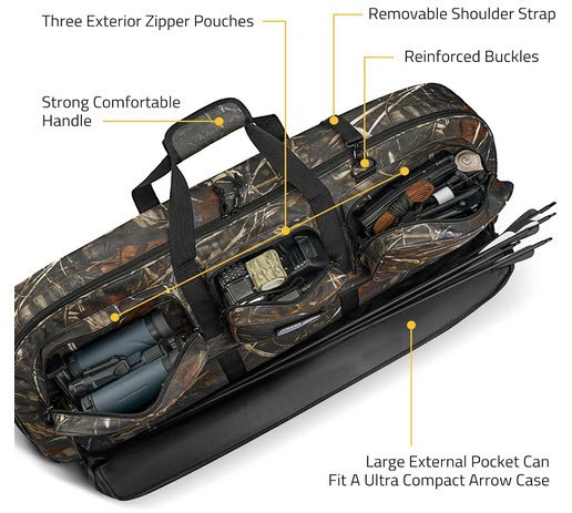 CVLIFE 37" Compound Bow Case, Soft Case, Arrow + multiple pockets, well padded