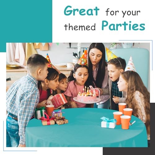 5 Pack Premium Plastic Tablecloth - 108 x 54 in. Disposable Rectangle Turquoise