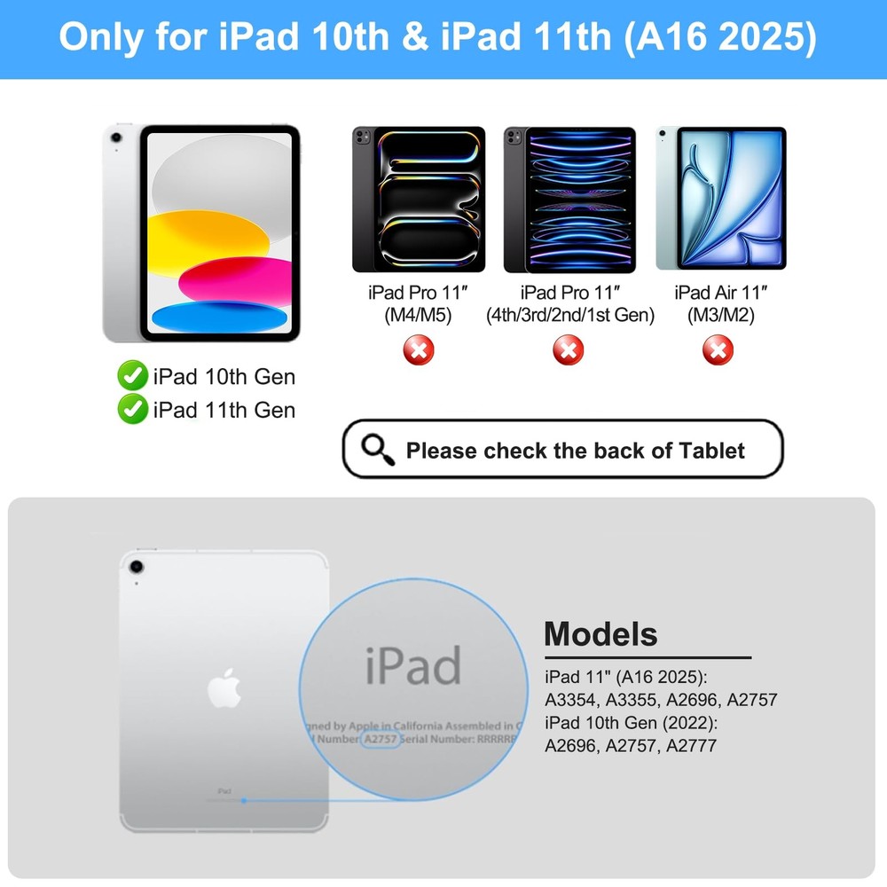 Jibrealg Magic Keyboard for iPad A16, Lightweight Case Black