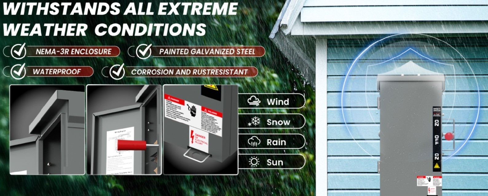 200 Amp Manual Generator Transfer Switch Heavy Duty 48000W General Double Throw