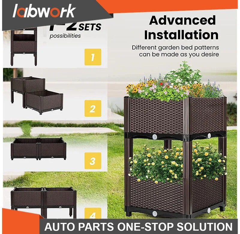 Labwork 1xElevated Rectangular Garden Bed Flower Vegetable Grow Planter Care Box
