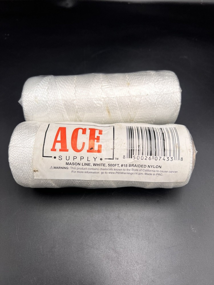 2x White  Mason Line String Line - #18 Braided Nylon String - 500 Ft Nylon