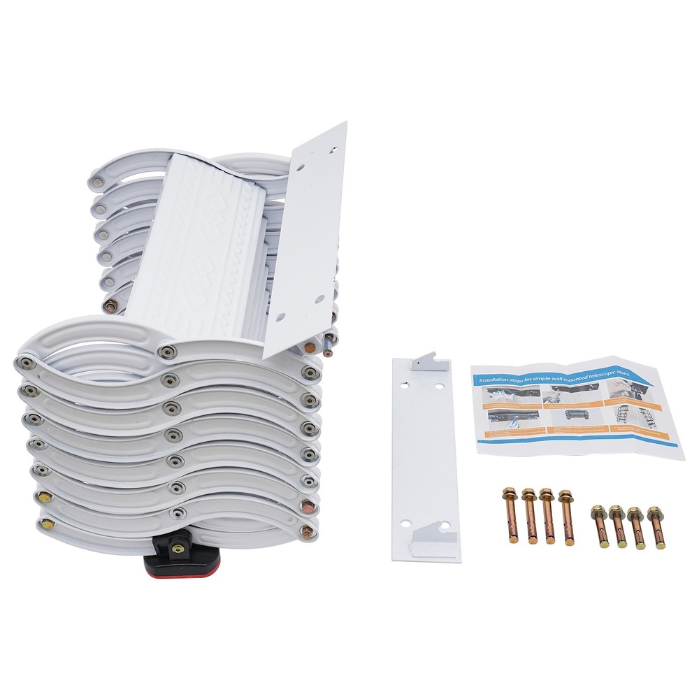 7 Steps Wall Mounted Retractable Ladder Pull Down Telescoping Step Ladders Attic