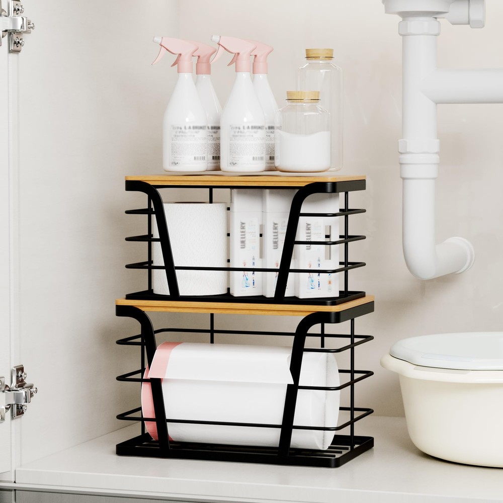 TIDIIABODE 2 Pack Stackable Storage Laundry Kitchen Organizers, Wall Mount Tr...