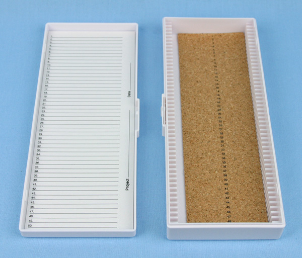 50 PLACE CORK LINED MICROSCOPE SLIDE BOX
