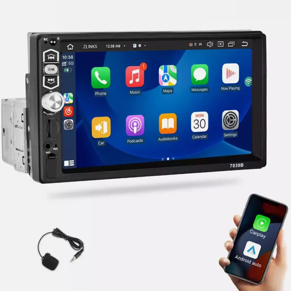 7" Car Radio Apple Carplay Android Auto Single Din Touch Screen Stereo Bluetooth