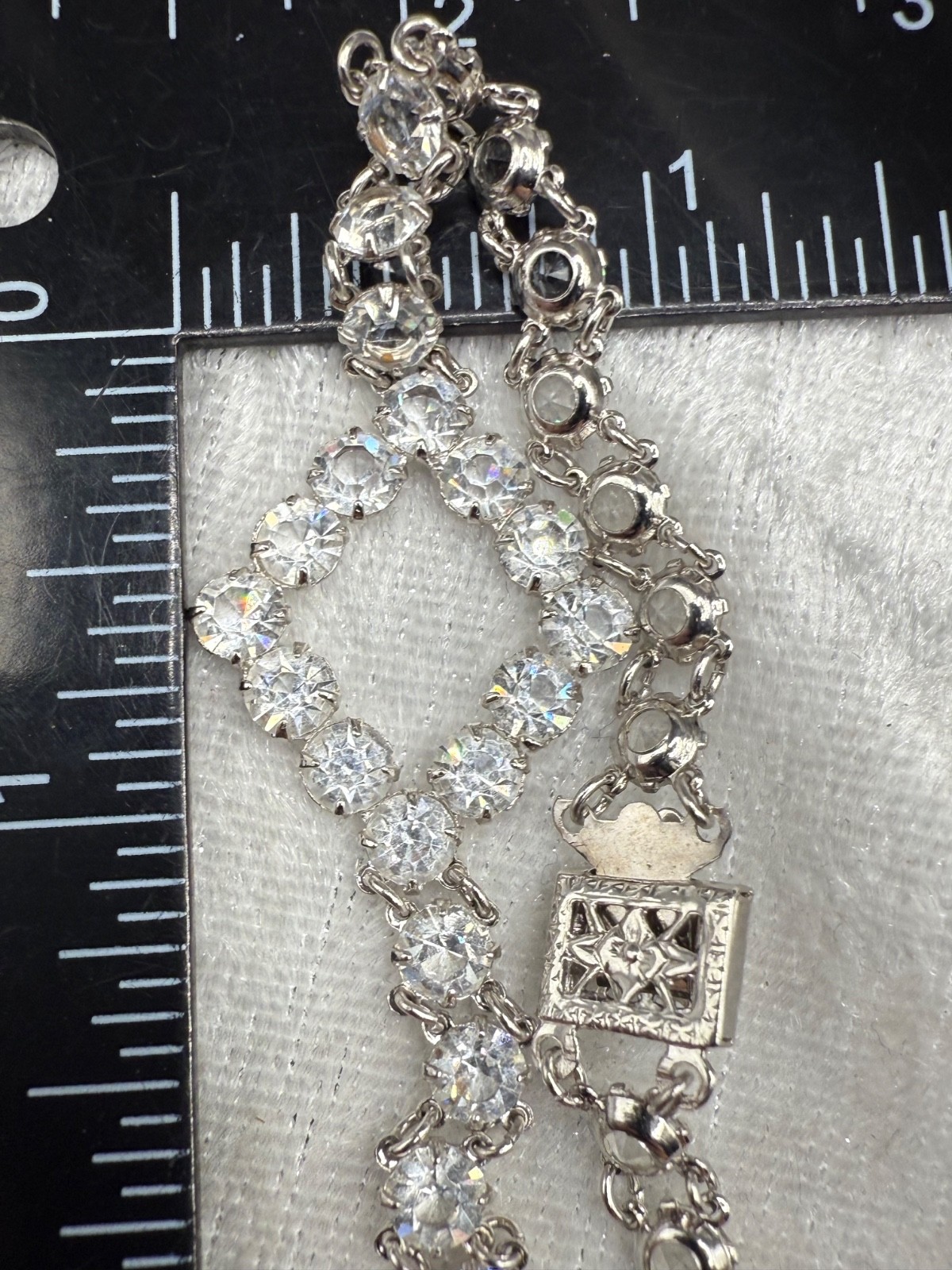 Vintage Crystal Bracelet Open Back Wedding Prom Formal 7"